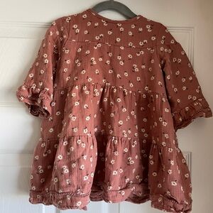 Girls' Dusty Rose Floral Tiered Top